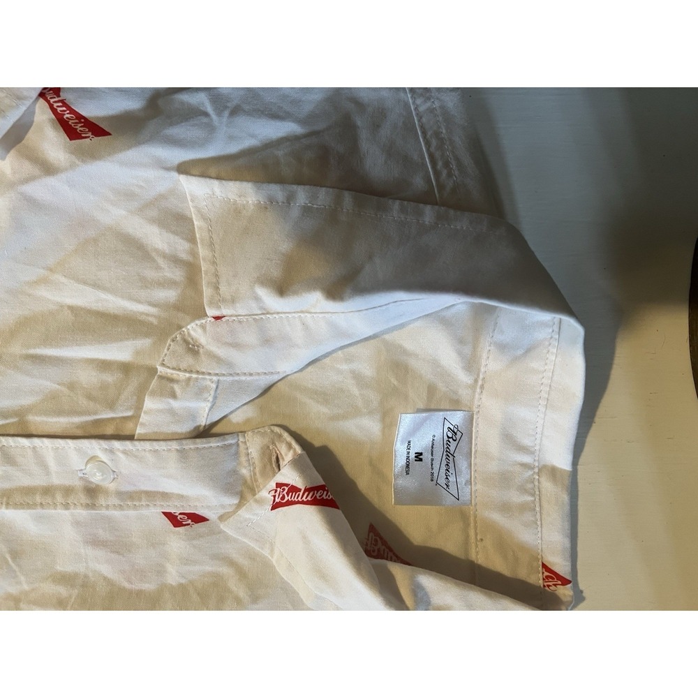 Budweiser Anheuser Busch Button Up Short Sleeve Collared Shirt Men's Medium